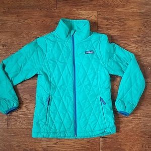 Girls Aqua Patagonia Nano puff jacket size 10